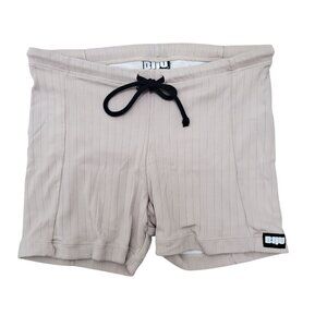Biju Bodywear Women's‎ Vintage Beige Soft Ribbed Hot Pants Knit Mini Shorts Sz M